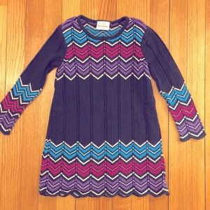 Hanna Anderson chevron knit dress. Size 110/5T